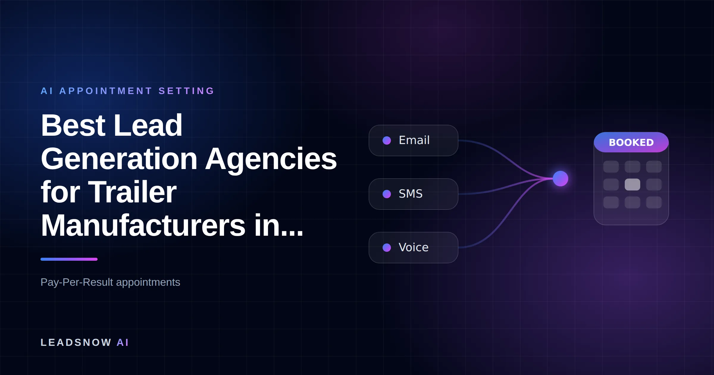 Best Lead Generation Agencies for Trailer Manufacturers in...: Email, SMS and voice outreach from an AI sales agent converging into a booked calendar appointment.