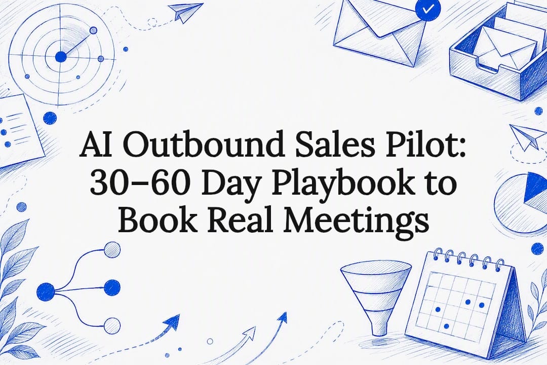 Hand-drawn AI outbound sales title card