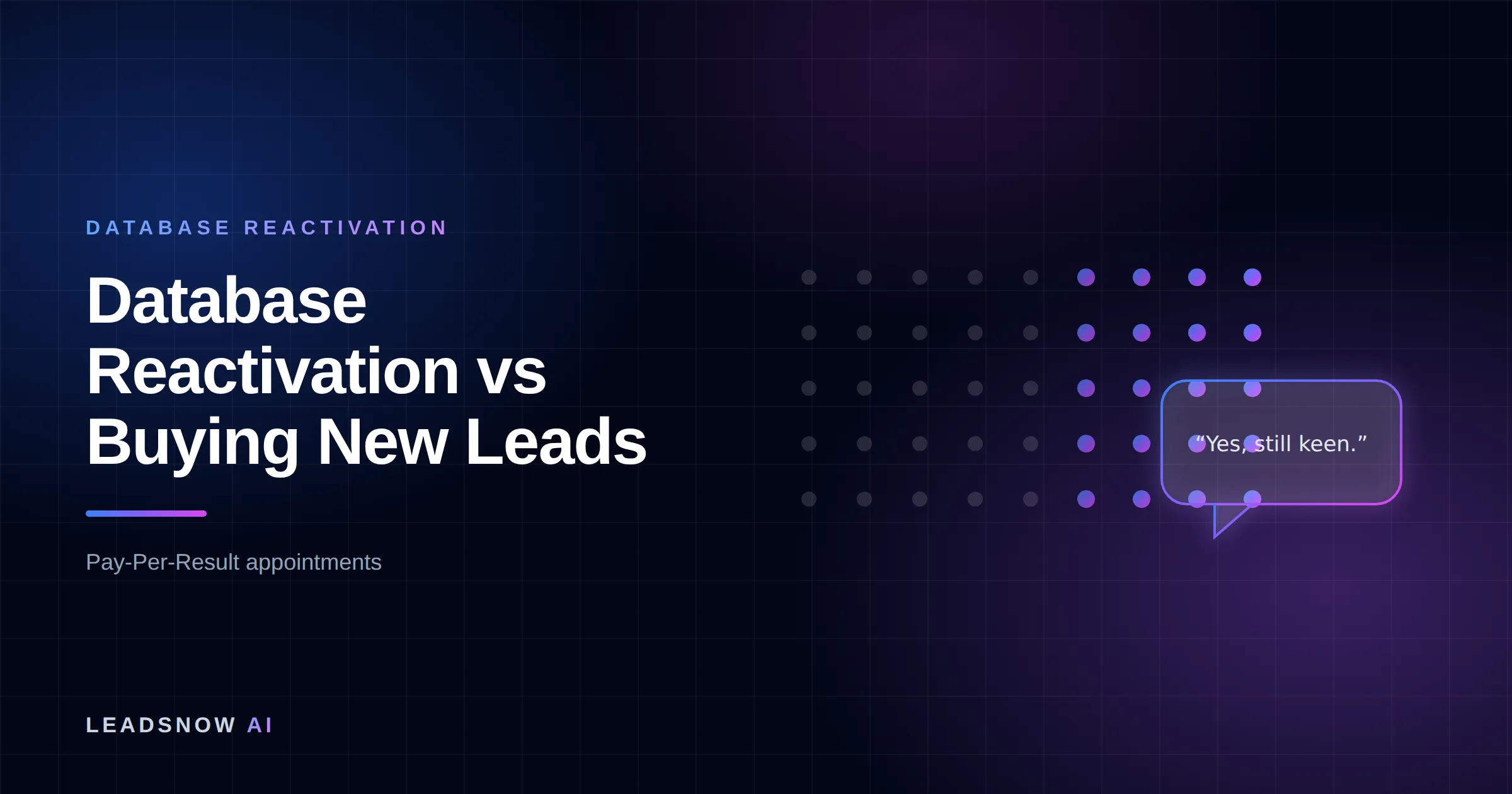 Database Reactivation vs Buying New Leads: A dormant contact list re-engaging, with cold records lighting up into live replies.