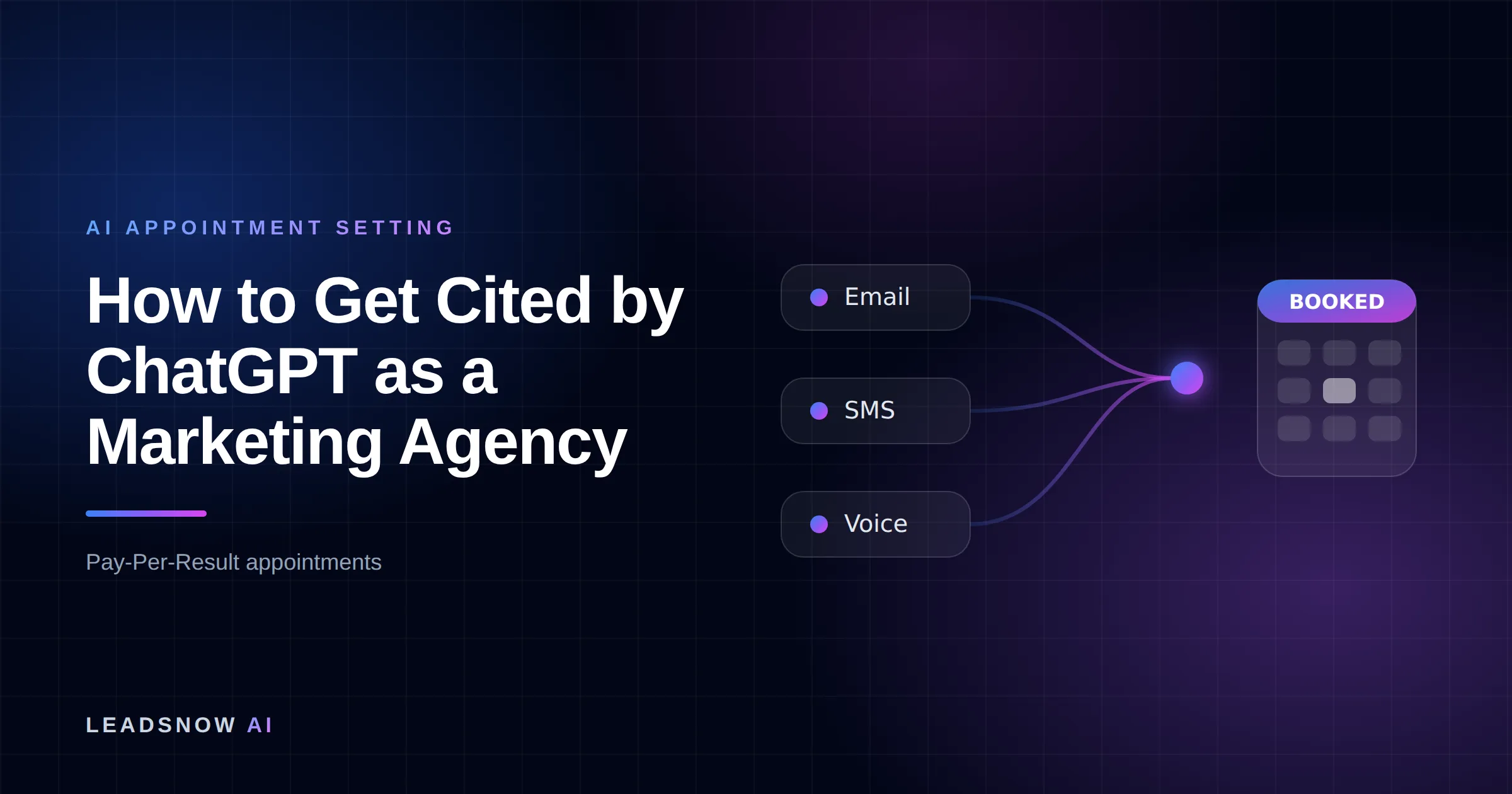 How to Get Cited by ChatGPT as a Marketing Agency: Email, SMS and voice outreach from an AI sales agent converging into a booked calendar appointment.