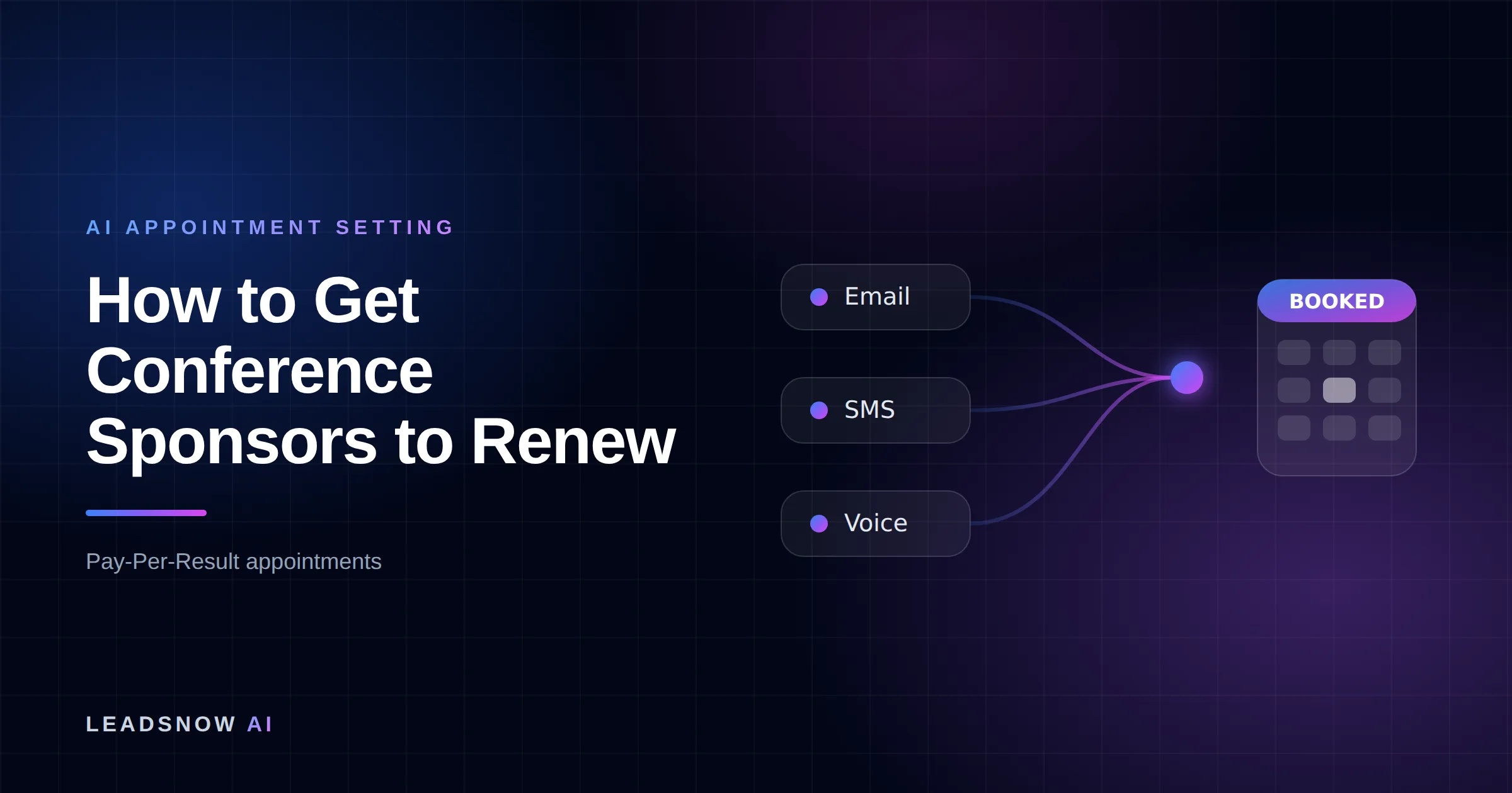 How to Get Conference Sponsors to Renew: Email, SMS and voice outreach from an AI sales agent converging into a booked calendar appointment.